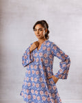 Lush Blue Botanical Cotton Co-ord Set – Nature-Inspired Chic - Hukum Jaipur