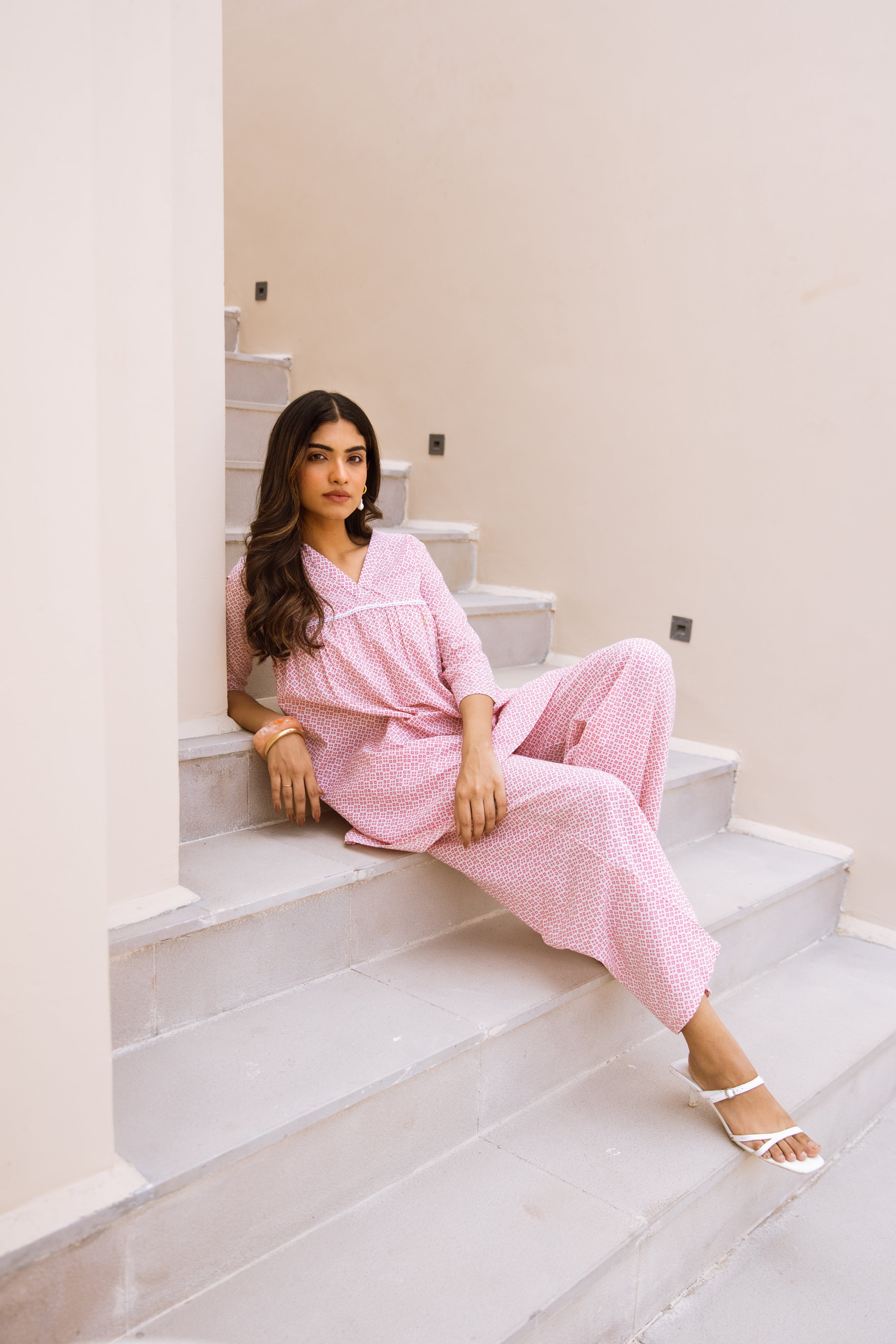Roselle Dotted Cotton Co-ord Set - Hukum Jaipur