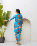 Azure Drift: Blue Muslin Co-ord Set - Hukum Jaipur