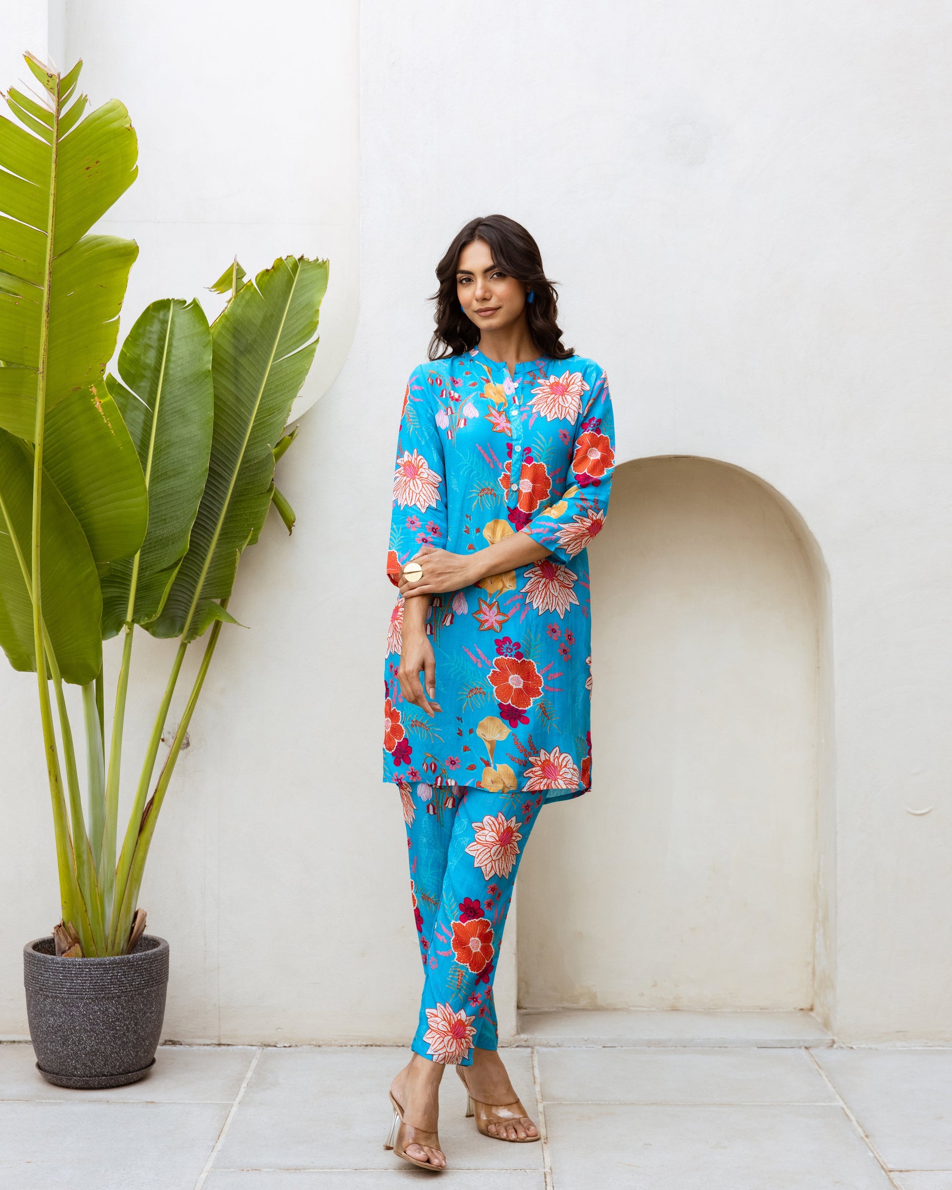 Azure Drift: Blue Muslin Co-ord Set - Hukum Jaipur