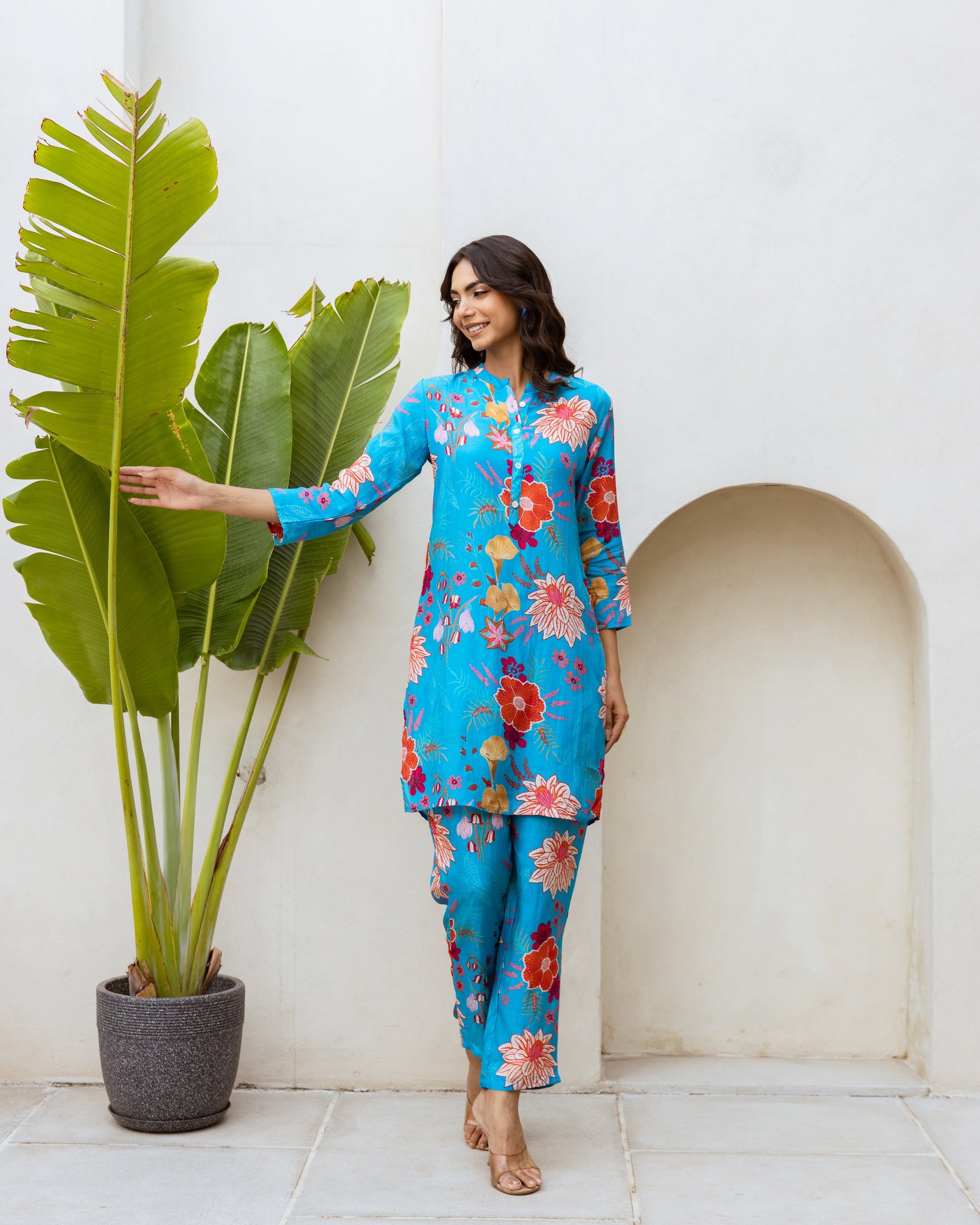 Azure Drift: Blue Muslin Co-ord Set - Hukum Jaipur