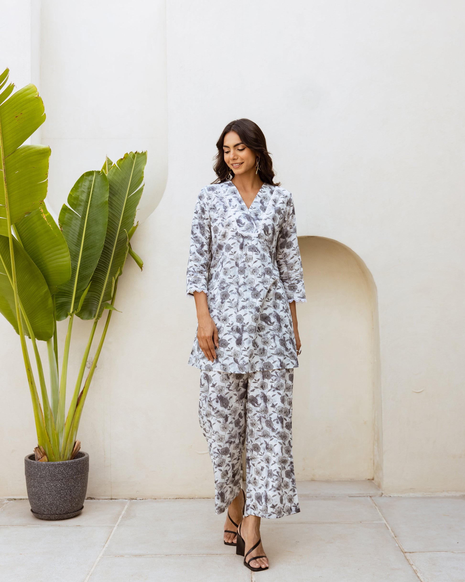 Urban Calm: Grey Cotton Co-ord Set - Hukum Jaipur