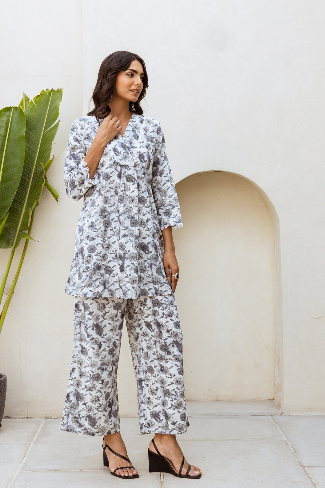 Urban Calm: Grey Cotton Co-ord Set - Hukum Jaipur