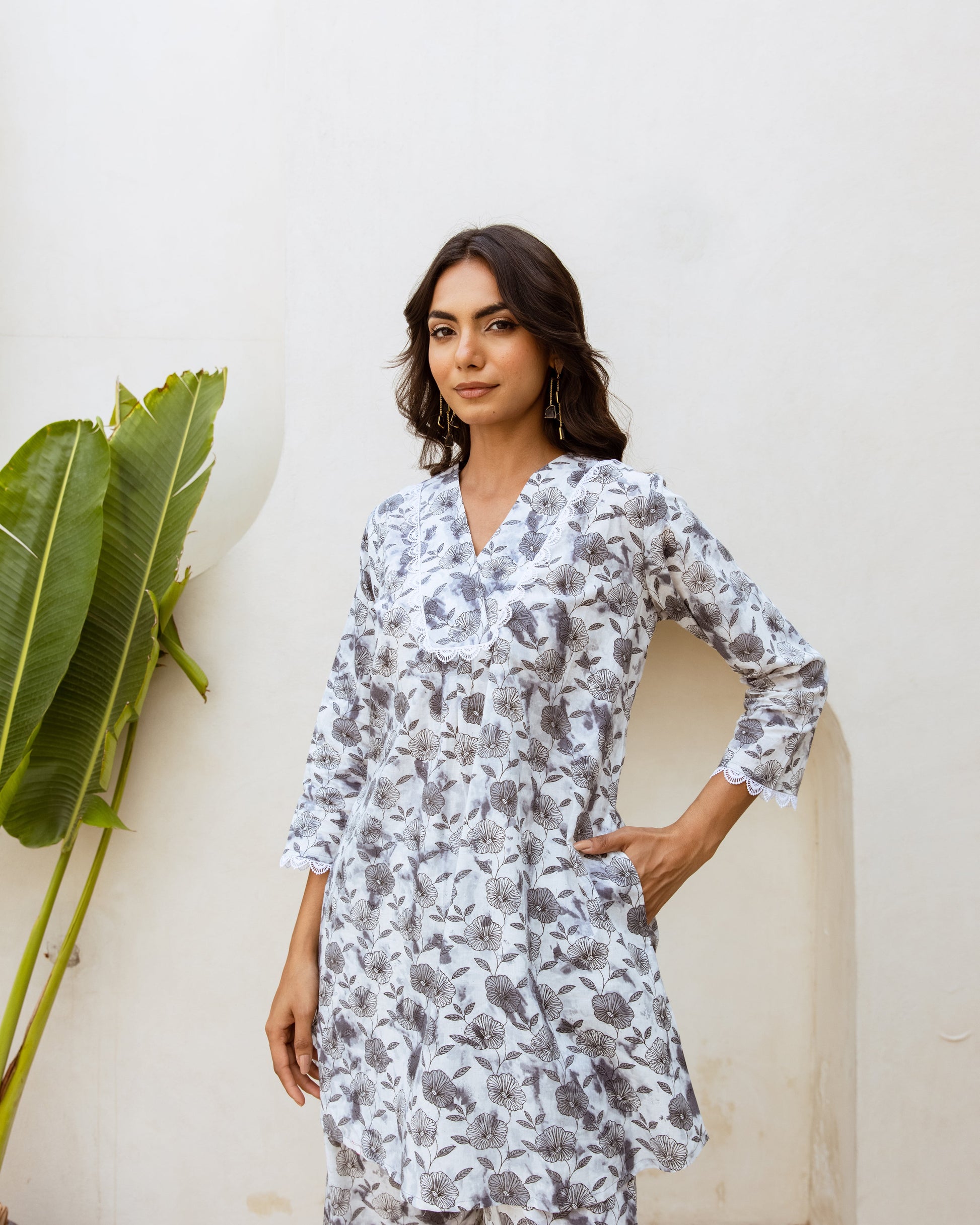 Urban Calm: Grey Cotton Co-ord Set - Hukum Jaipur