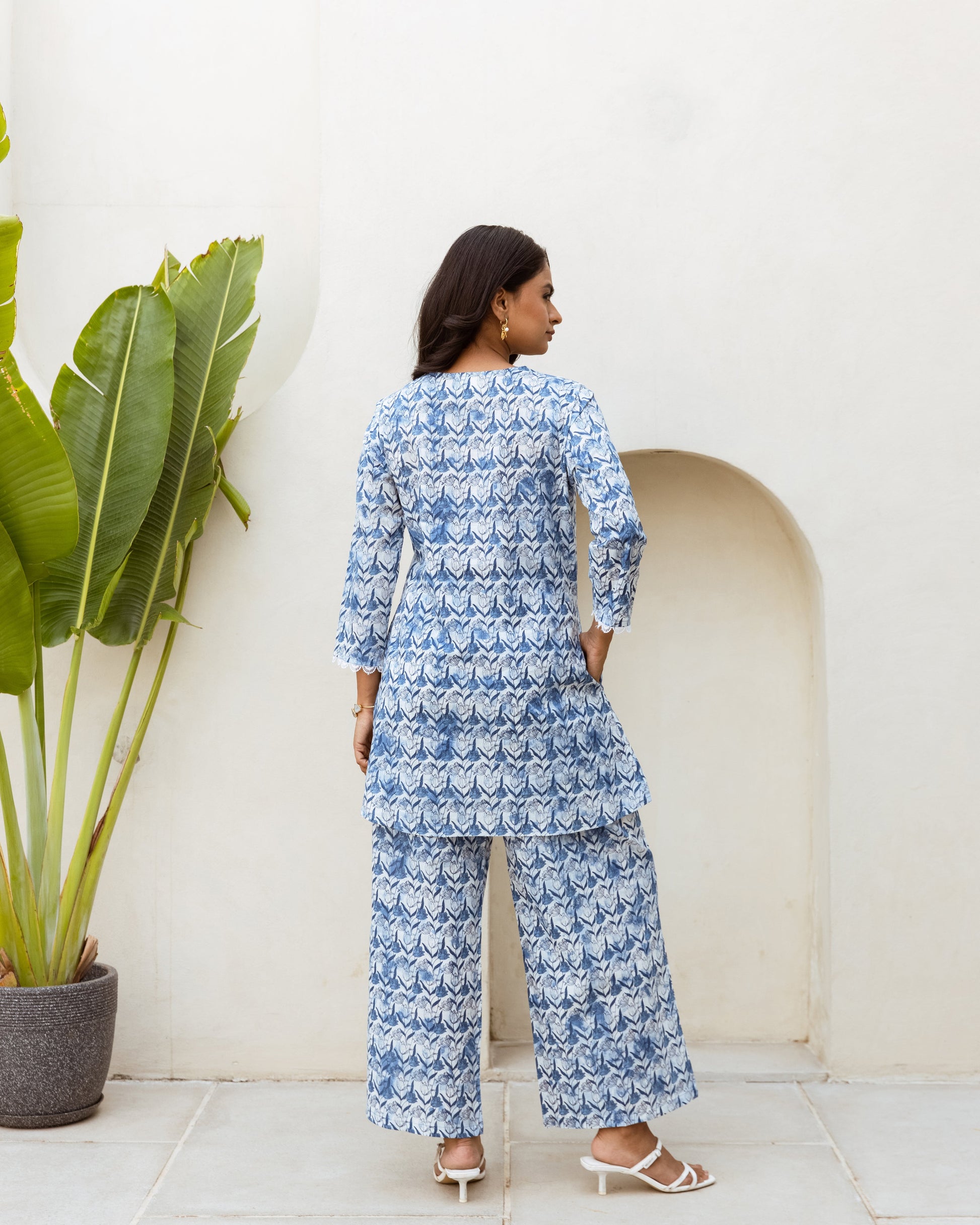 Tranquil Hues: Sky Blue Cotton Co-ord Set - Hukum Jaipur