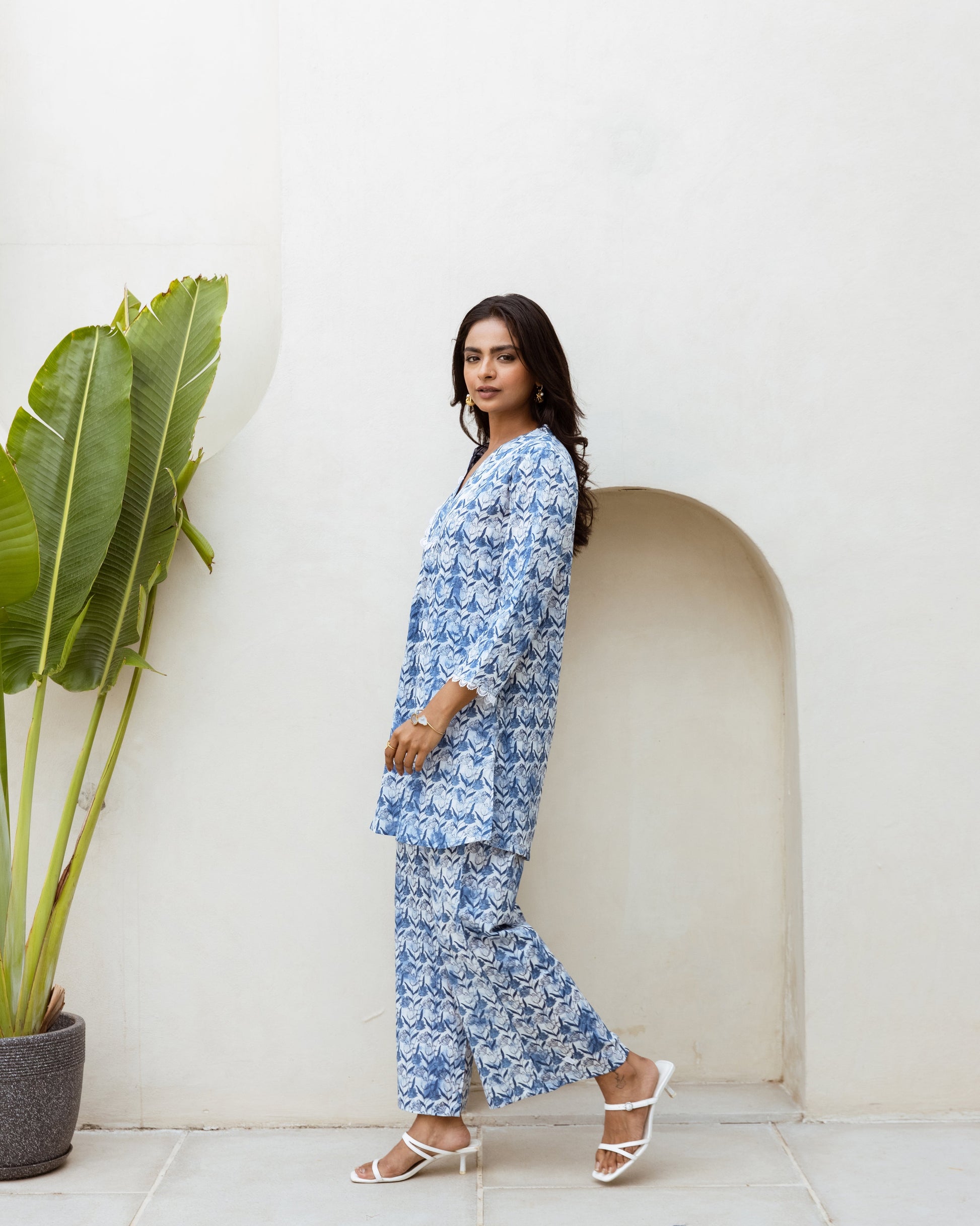 Tranquil Hues: Sky Blue Cotton Co-ord Set - Hukum Jaipur