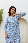 Tranquil Hues: Sky Blue Cotton Co-ord Set - Hukum Jaipur