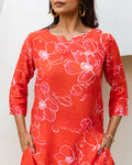 Passionate Red Muslin Floral Co-ord - Hukum Jaipur