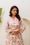 Vintage Blossom: Off-White Cotton Floral Co-ord Set - Hukum Jaipur