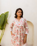 Vintage Blossom: Off-White Cotton Floral Co-ord Set - Hukum Jaipur