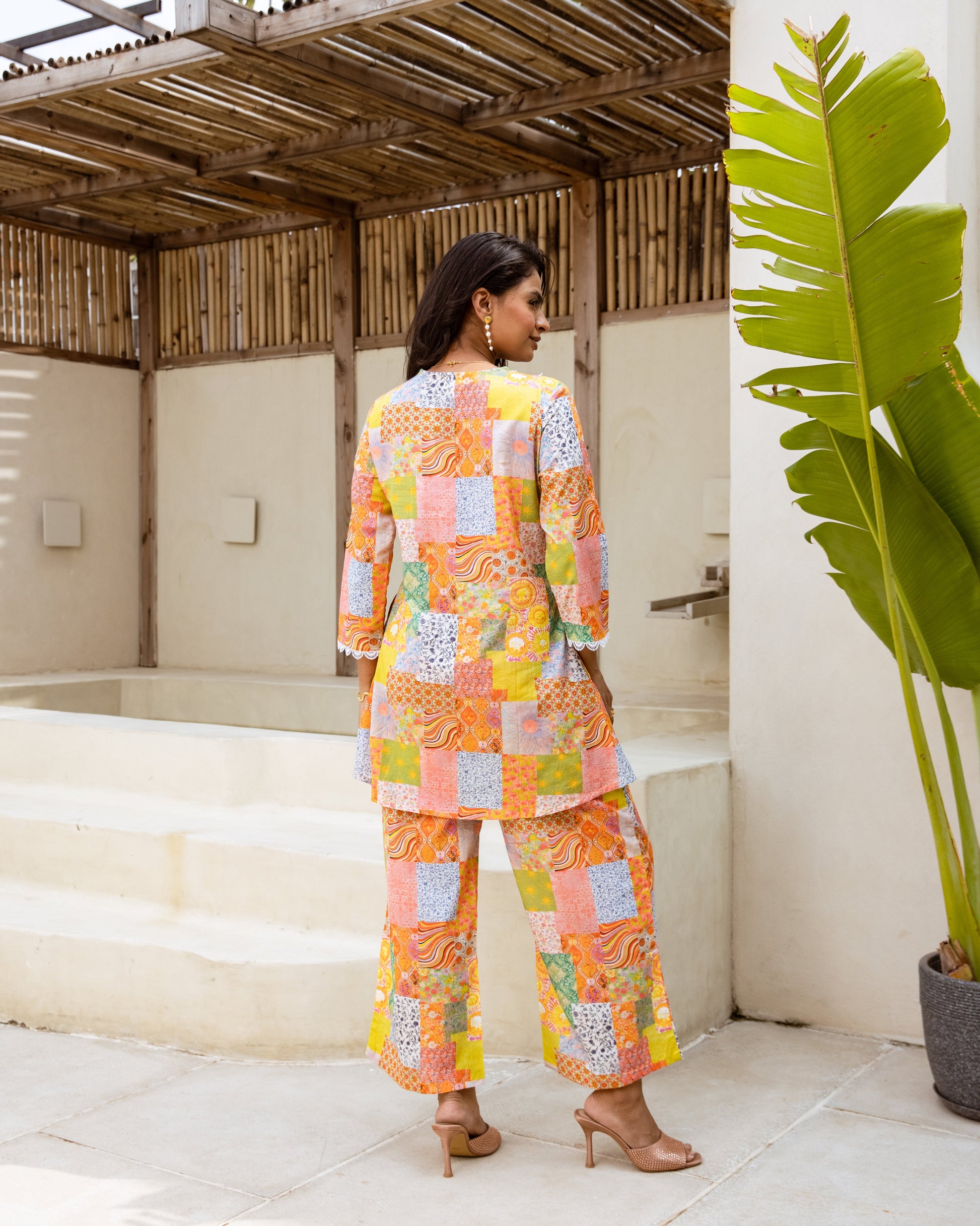 Artful Fusion: Multi-Color Patchwork Co-ord Set - Hukum Jaipur