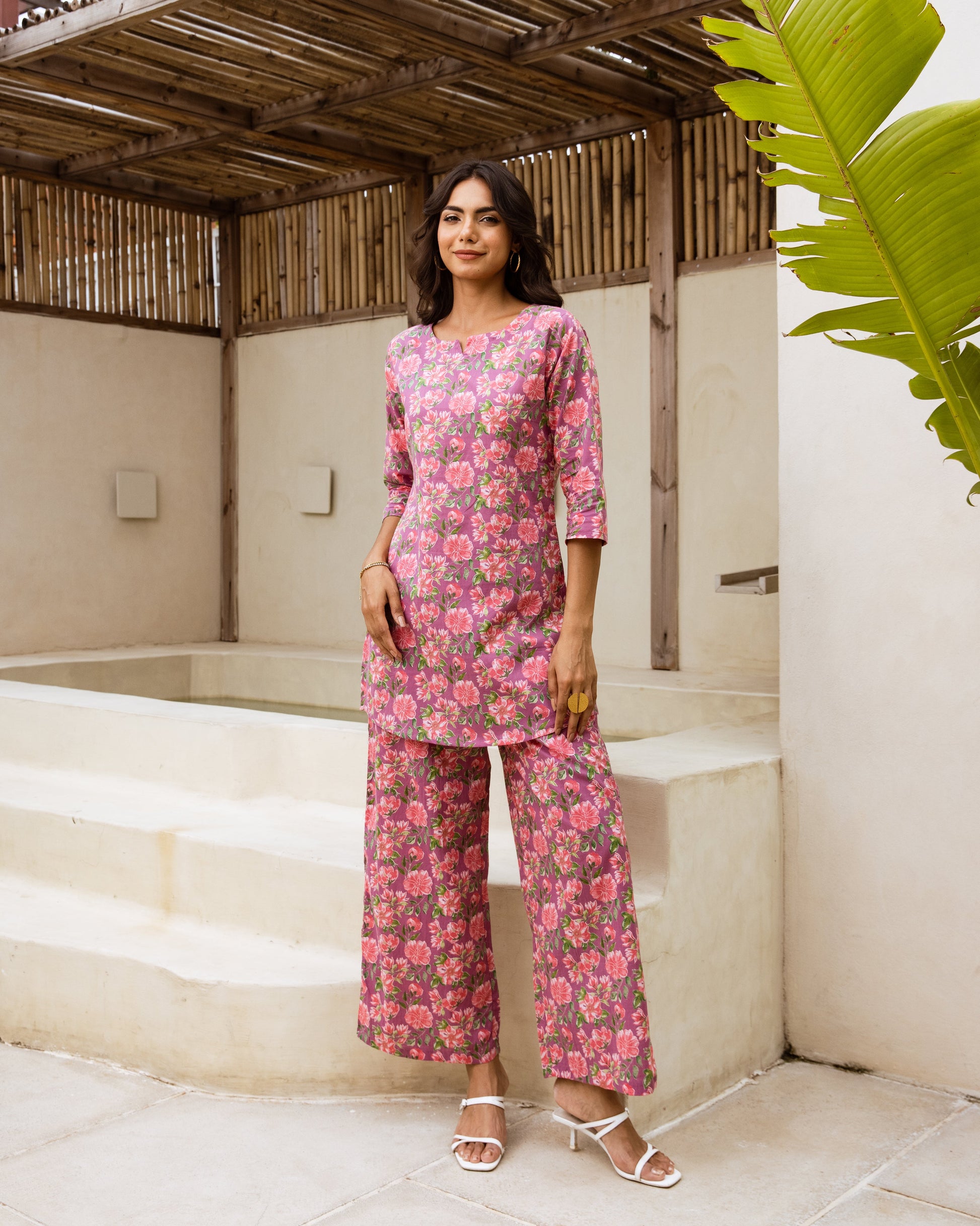 Adorable Floral Purple Co-ord Set - Hukum Jaipur