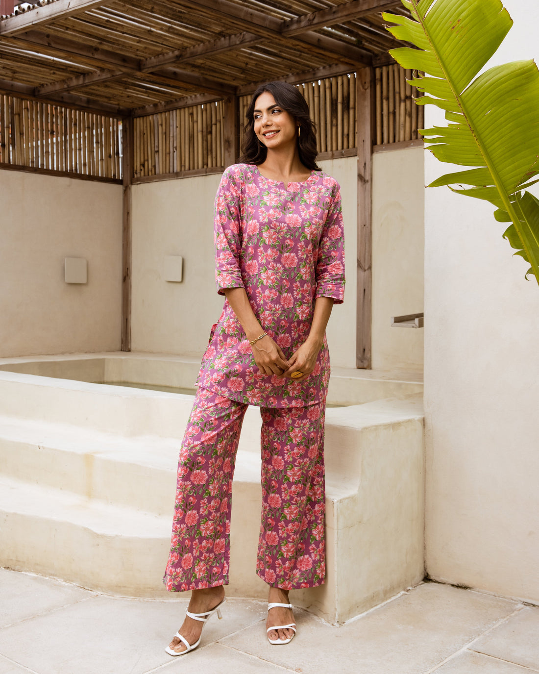 Adorable Floral Purple Co-ord Set - Hukum Jaipur