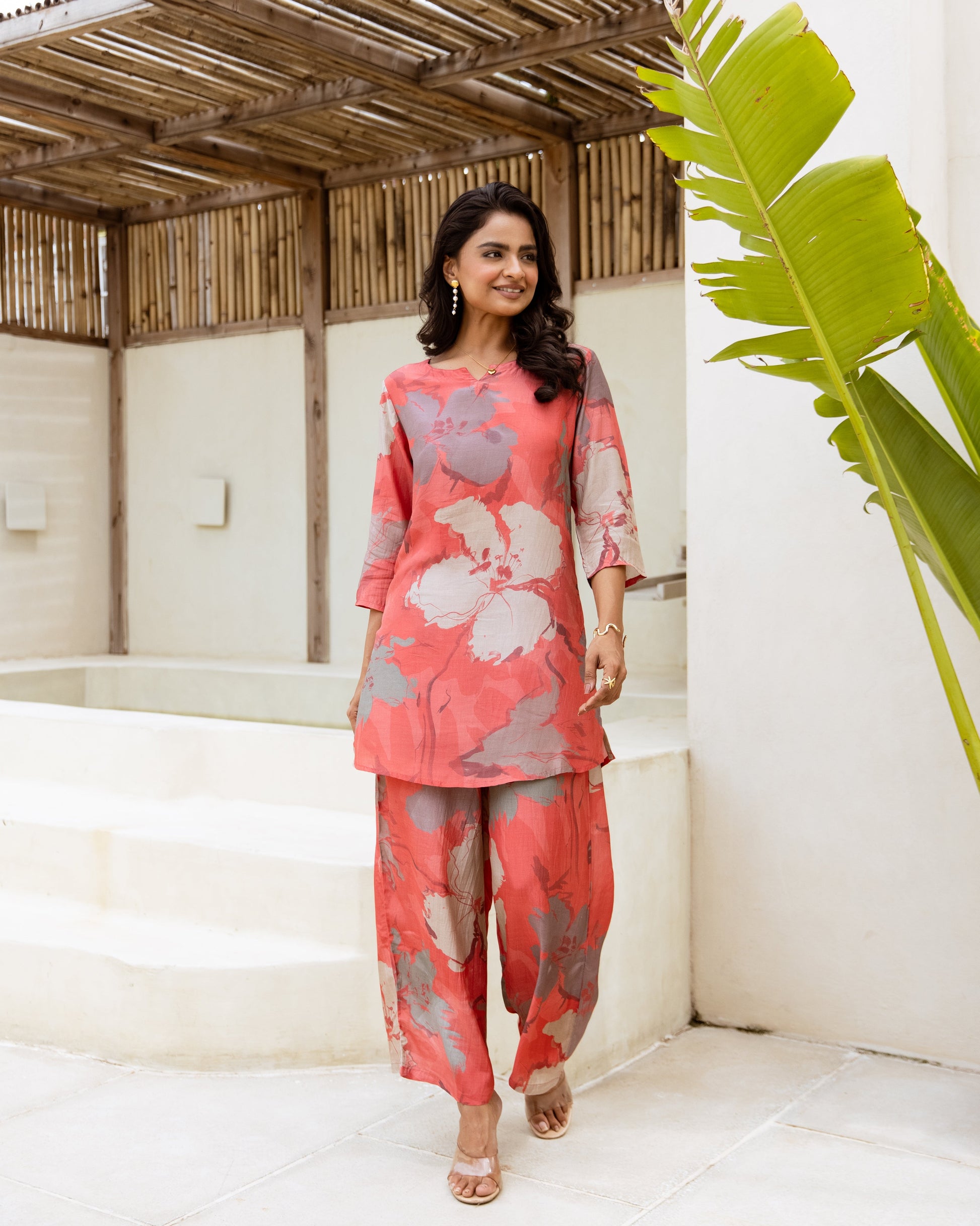 Vibrant Pink Floral Muslin Co-ord - Hukum Jaipur