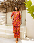 Exotic Orange Tropical Muslin Co-ord Set - Hukum Jaipur