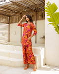 Exotic Orange Tropical Muslin Co-ord Set - Hukum Jaipur