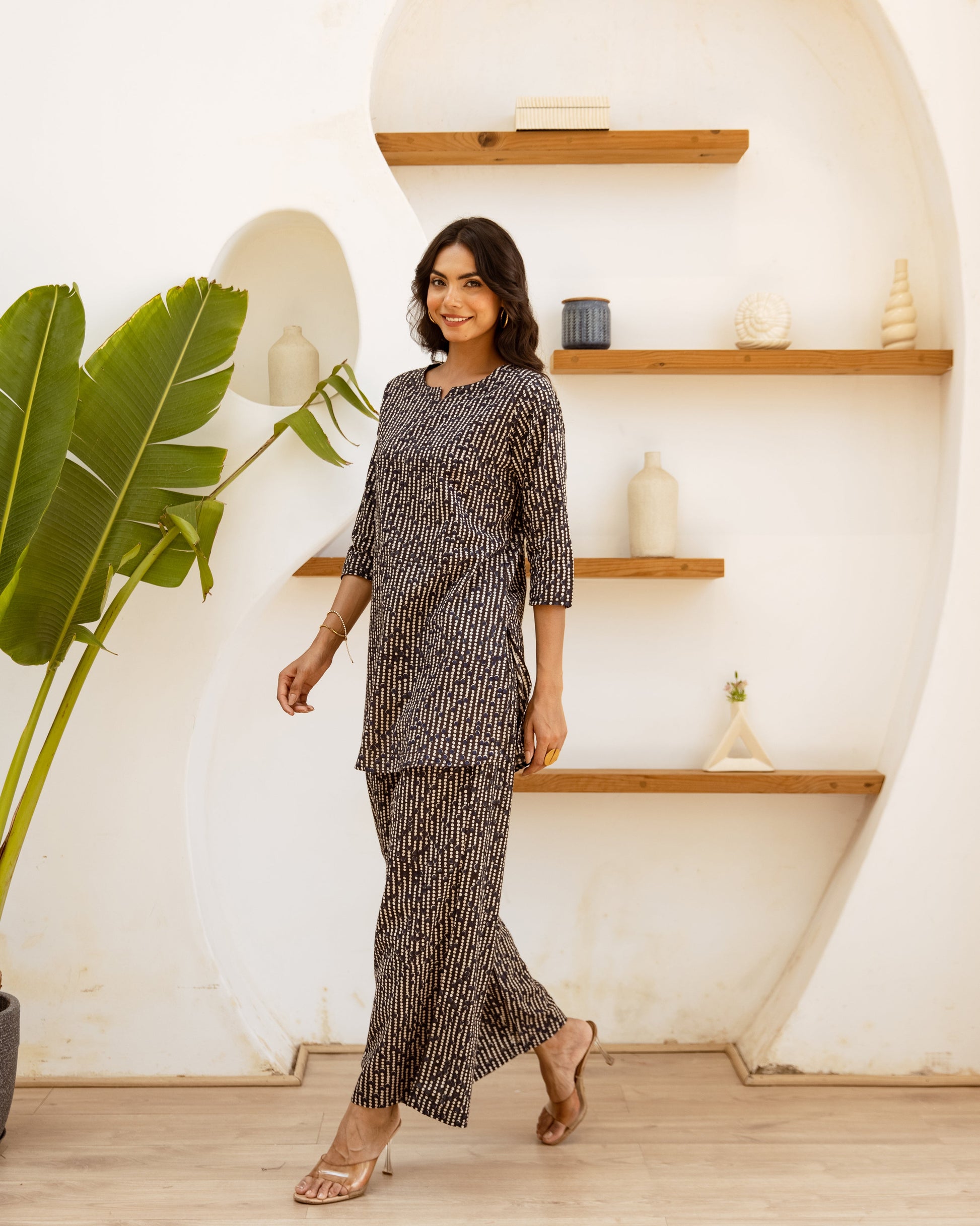 Timeless Dotted Black Cotton Co-ord Set - Hukum Jaipur