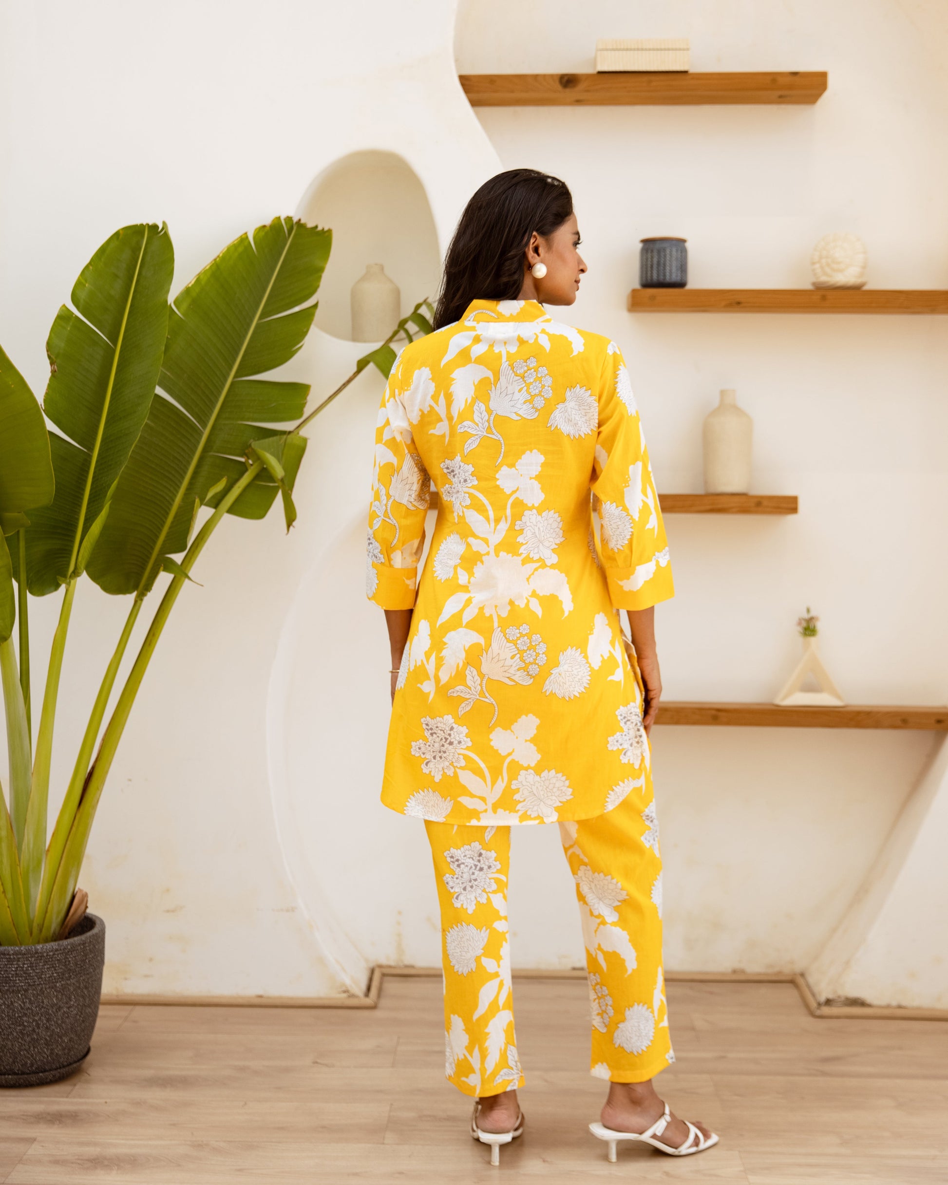 Marigold Dream: Yellow Floral Cotton Co-ord Set - Hukum Jaipur