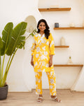 Marigold Dream: Yellow Floral Cotton Co-ord Set - Hukum Jaipur