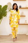 Marigold Dream: Yellow Floral Cotton Co-ord Set - Hukum Jaipur