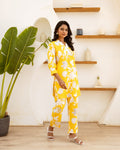 Marigold Dream: Yellow Floral Cotton Co-ord Set - Hukum Jaipur