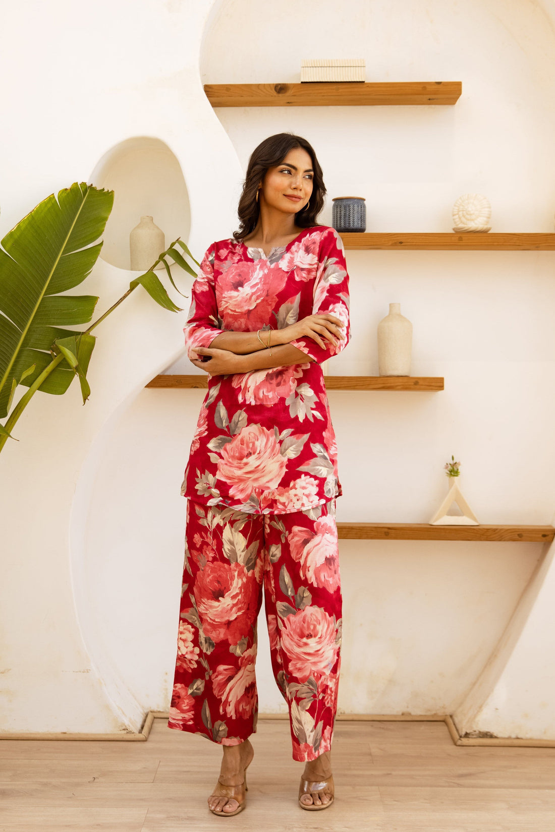 Charming Blush Pink Floral Co-ord Set - Hukum Jaipur