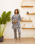 Blue Meadow: Cotton Floral Co-ord Set - Hukum Jaipur