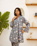 Blue Meadow: Cotton Floral Co-ord Set - Hukum Jaipur