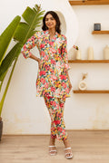 Floral Cascade: Multi-Hued Muslin Co-ord Set - Hukum Jaipur