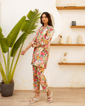 Floral Cascade: Multi-Hued Muslin Co-ord Set - Hukum Jaipur