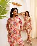 Floral Cascade: Multi-Hued Muslin Co-ord Set - Hukum Jaipur