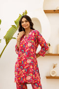 Rosy Dream: Floral Pink Muslin Co-ord Set - Hukum Jaipur