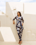 Blue Horizon: Floral Co-ord Set with White Petals - Hukum Jaipur