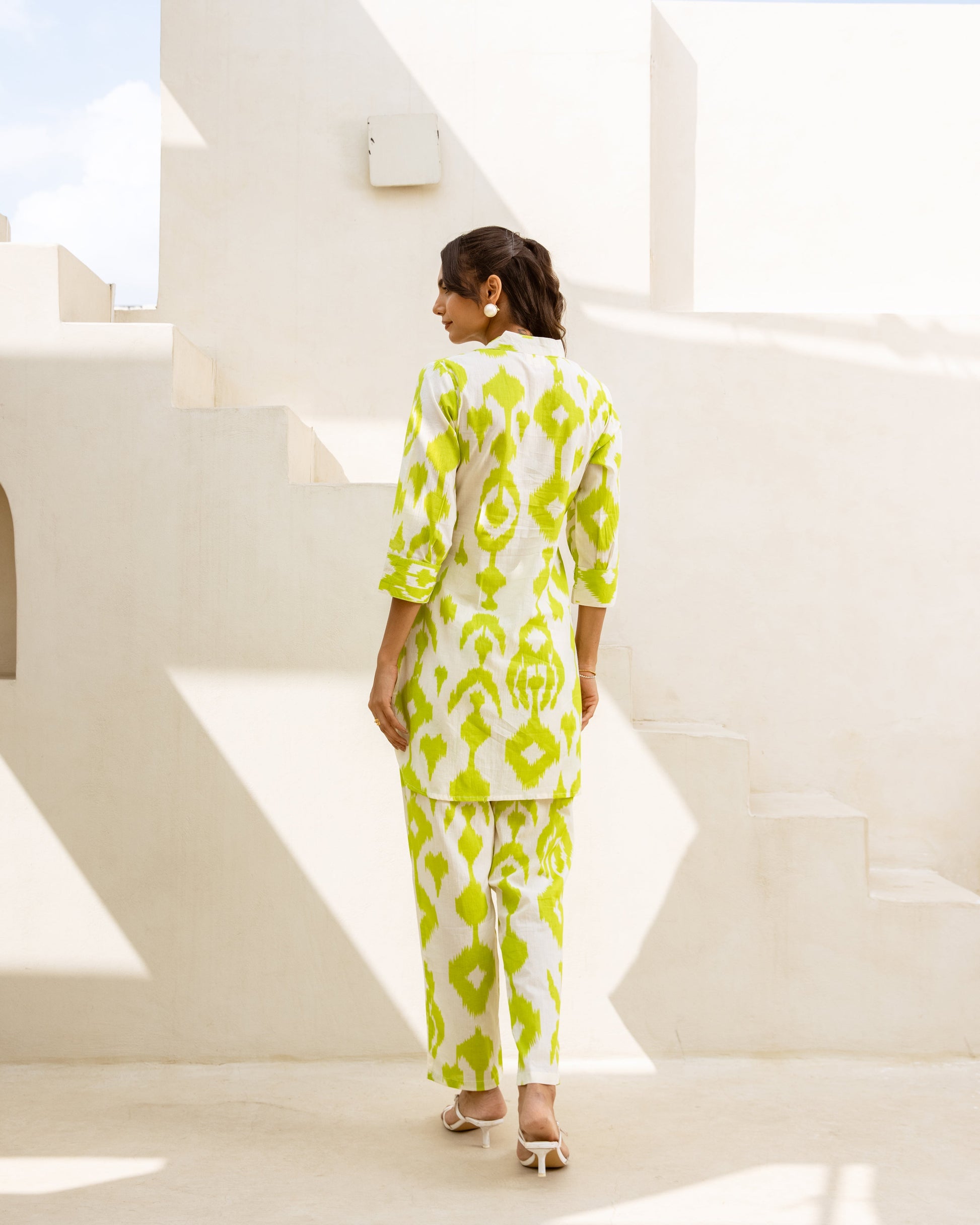 Leafy Essence: Green Cotton Co-ord Set - Hukum Jaipur