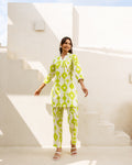 Leafy Essence: Green Cotton Co-ord Set - Hukum Jaipur