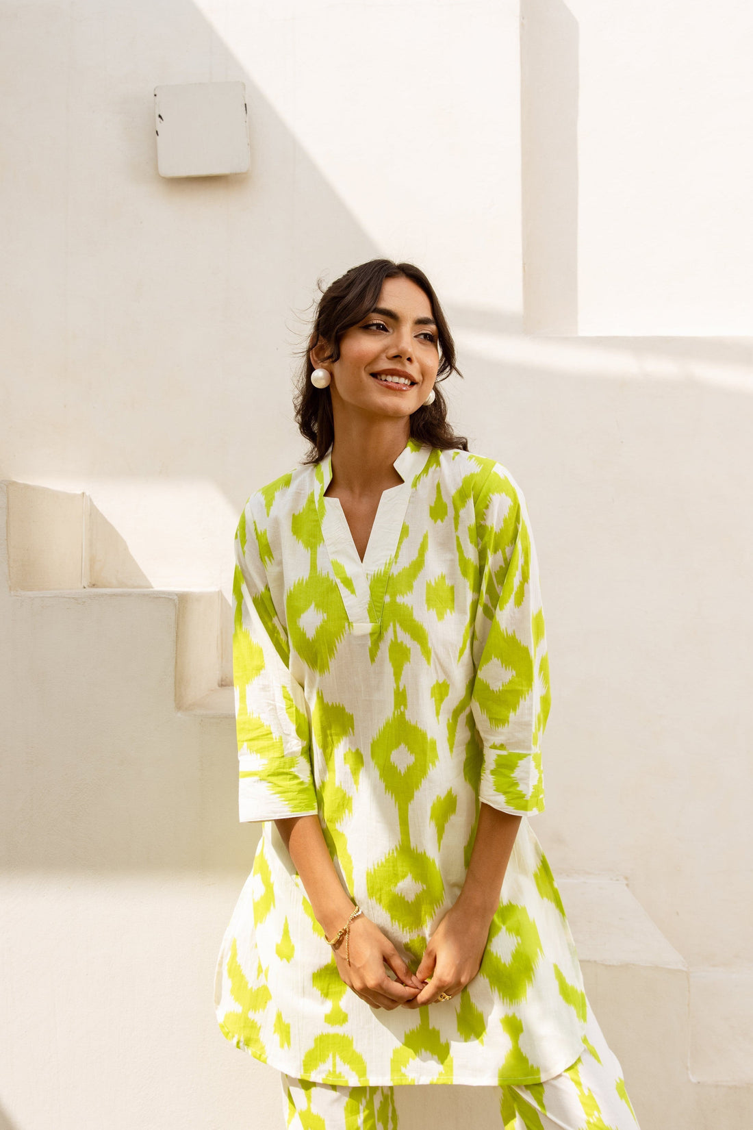 Leafy Essence: Green Cotton Co-ord Set - Hukum Jaipur