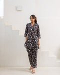 Nocturnal Garden: Black Floral Harmony Co-ord Set - Hukum Jaipur