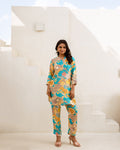 Celestial Harmony: Blue Muslin Co-ord Set - Hukum Jaipur