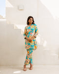 Celestial Harmony: Blue Muslin Co-ord Set - Hukum Jaipur