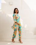 Celestial Harmony: Blue Muslin Co-ord Set - Hukum Jaipur