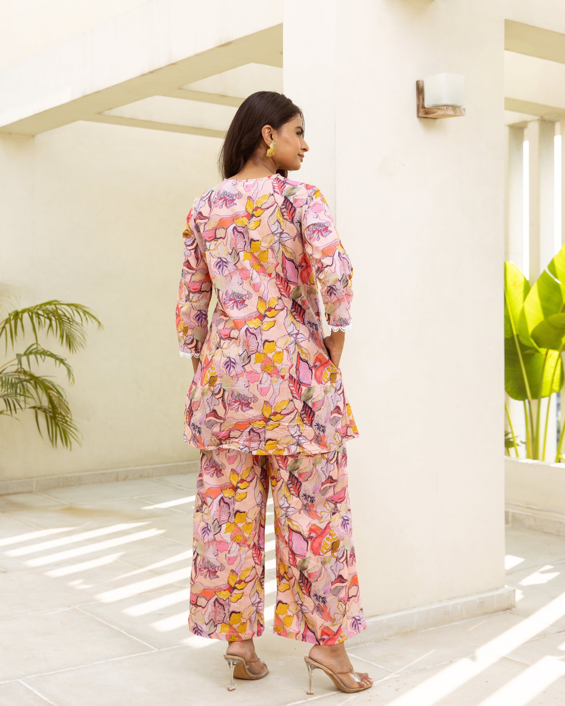 Petal Perfect: Pink Floral Cotton Co-ord Set - Hukum Jaipur