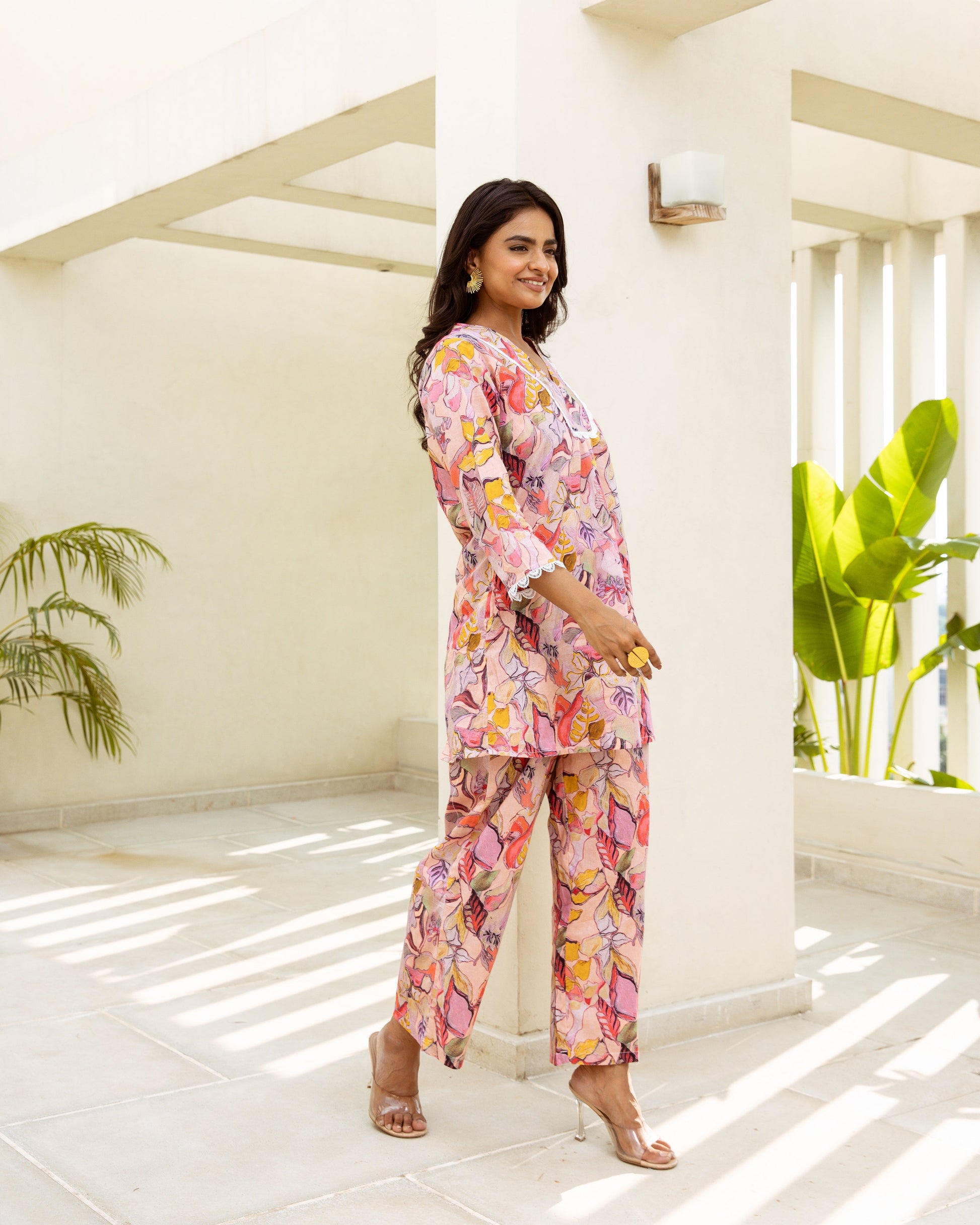 Petal Perfect: Pink Floral Cotton Co-ord Set - Hukum Jaipur