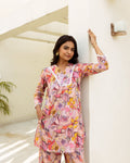 Petal Perfect: Pink Floral Cotton Co-ord Set - Hukum Jaipur