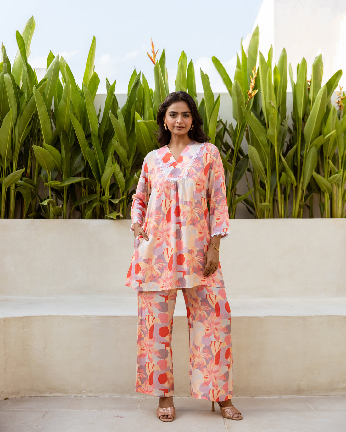 Creamy Luxe: Muslin Co-ord Set - Hukum Jaipur