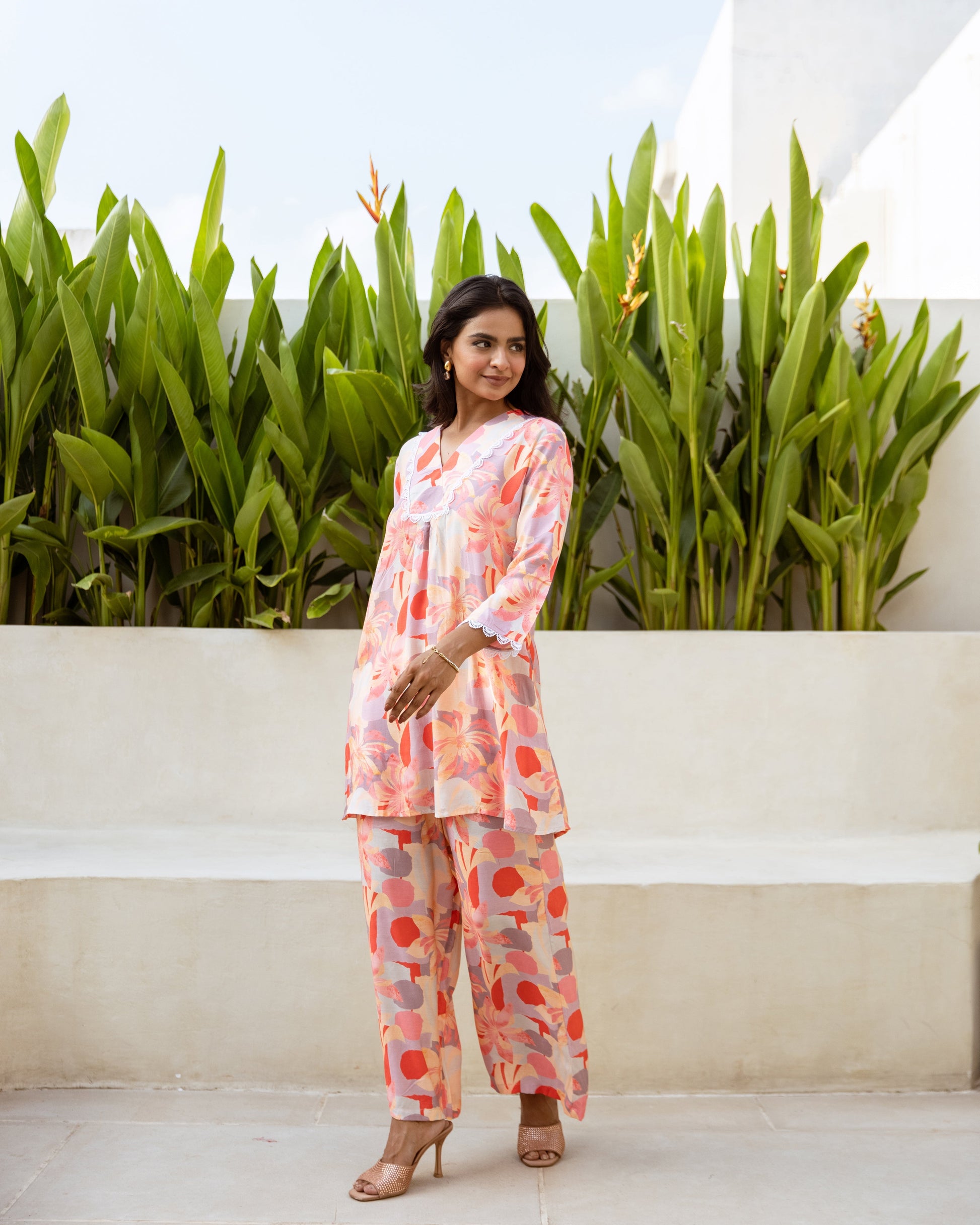 Creamy Luxe: Muslin Co-ord Set - Hukum Jaipur