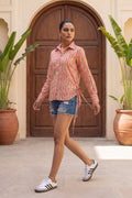Heritage Stripes Pink White Ornamental Cotton Shirt | Hukum Jaipur