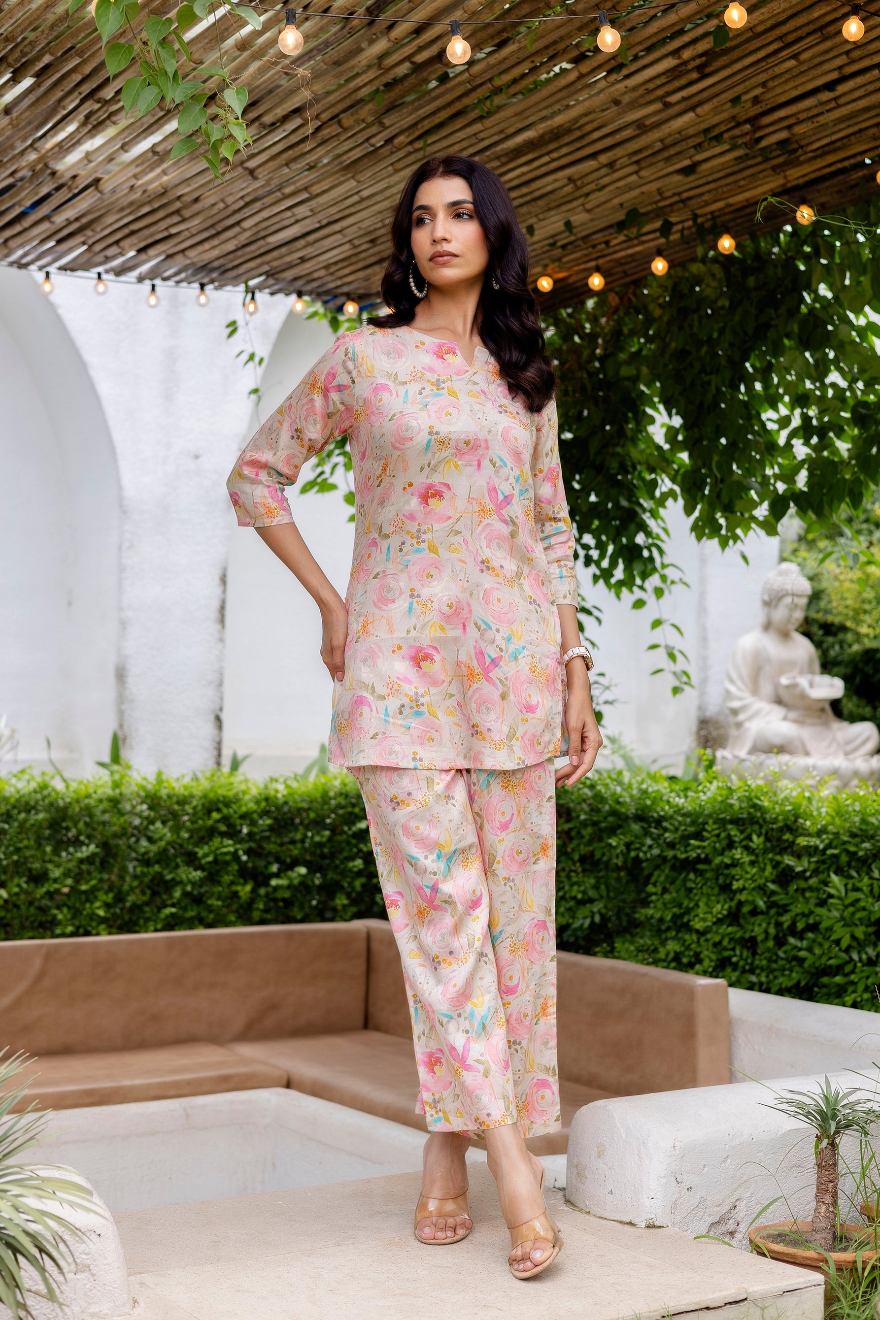 Pastel Garden Muslin Floral Co-ord Set Hukum Jaipur