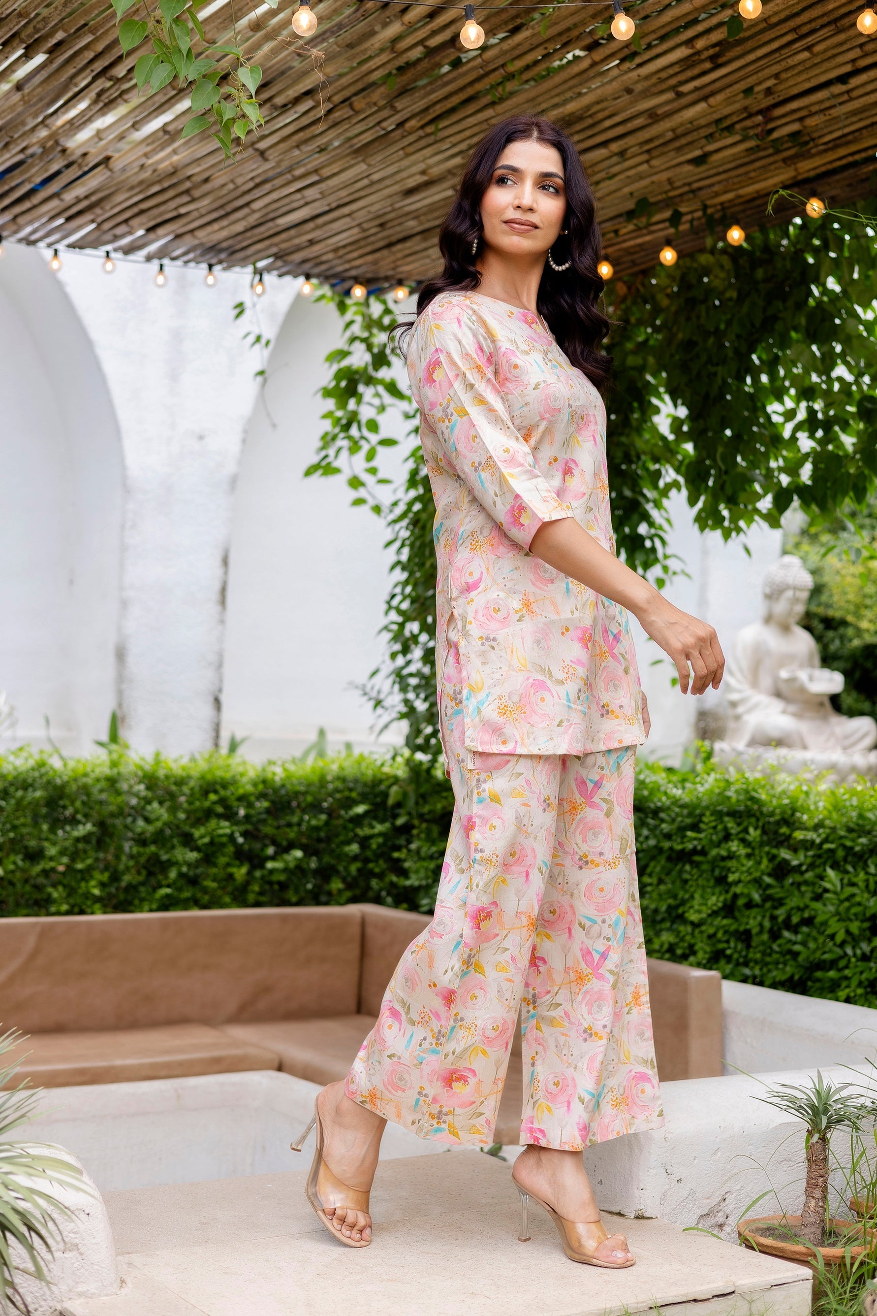 Pastel Garden Muslin Floral Co-ord Set Hukum Jaipur