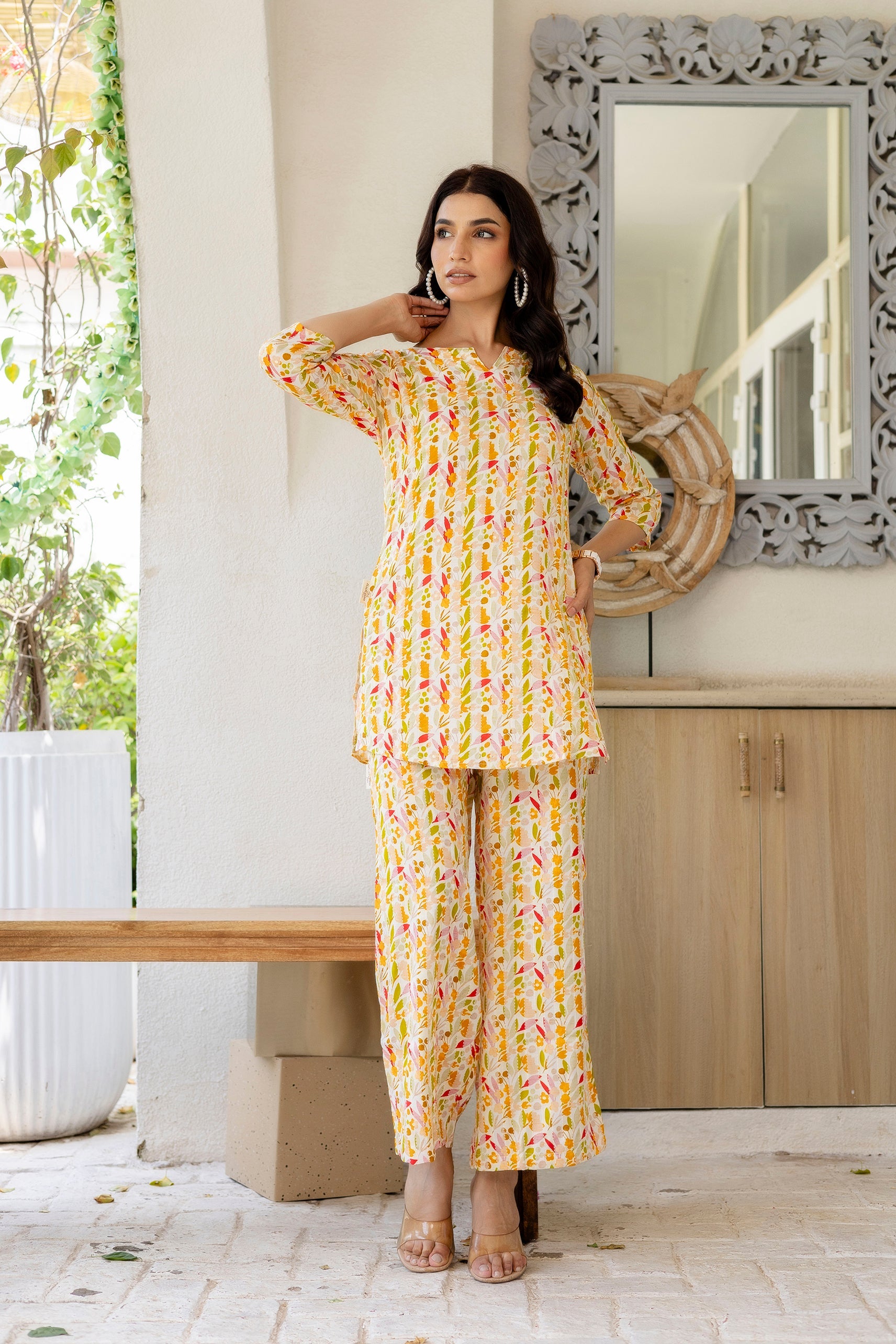 Citrus Radiance Muslin Co-ord Set Hukum Jaipur
