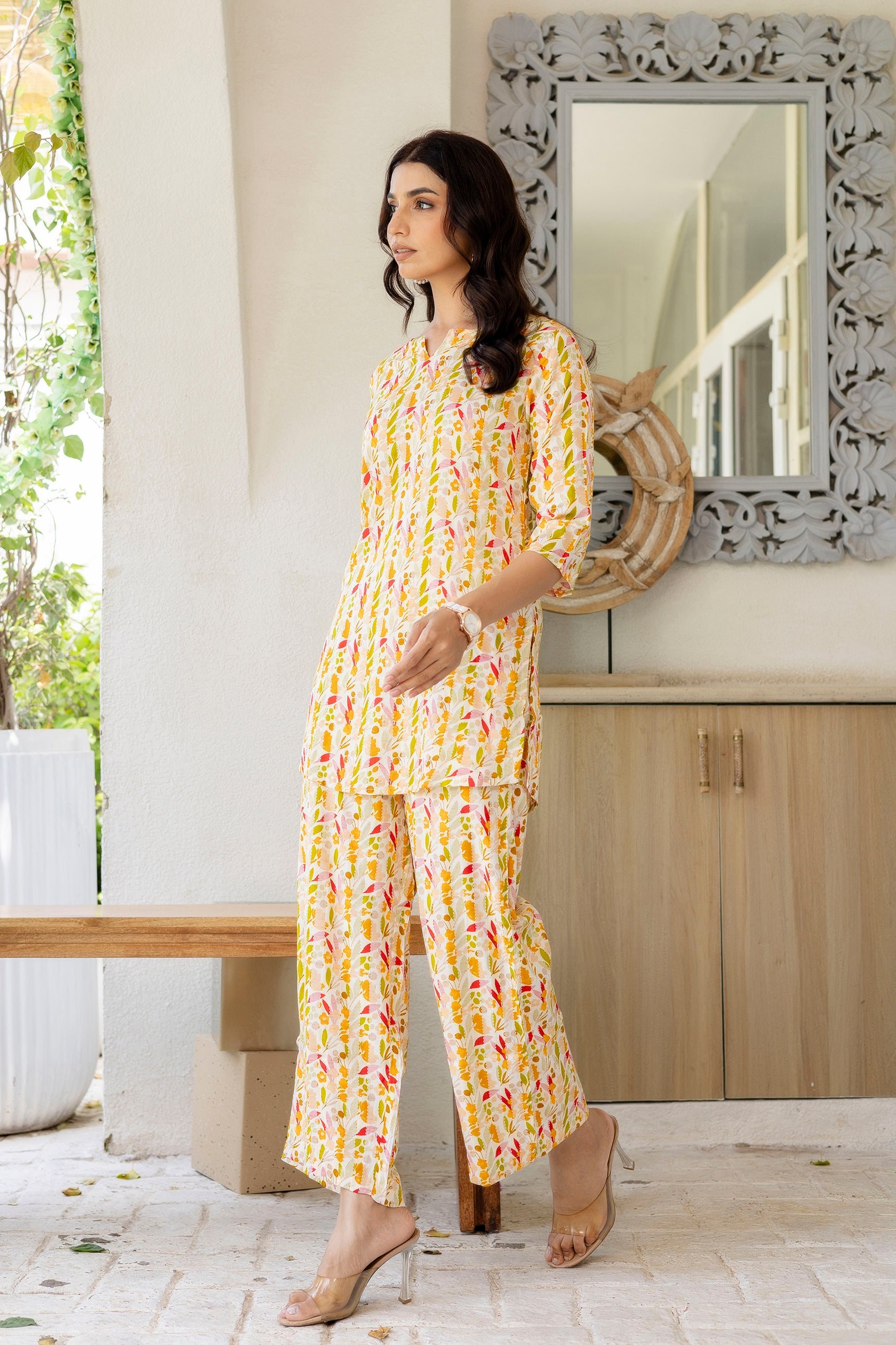 Citrus Radiance Muslin Co-ord Set Hukum Jaipur